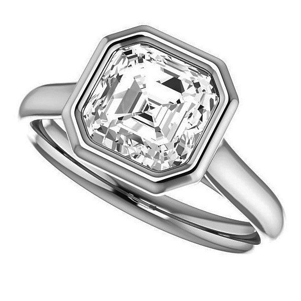 Asscher cut Moissanite Petite Bezel Solitaire