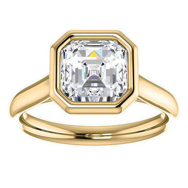 Asscher cut Moissanite Petite Bezel Solitaire