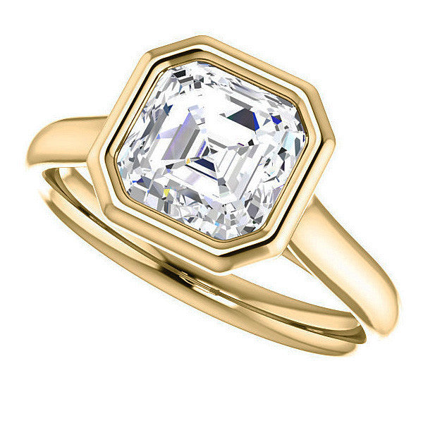 Asscher cut Moissanite Petite Bezel Solitaire