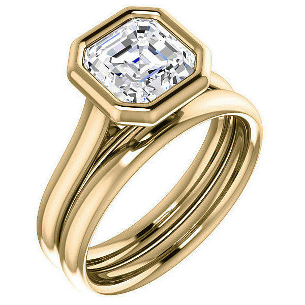 Asscher cut Moissanite Petite Bezel Solitaire