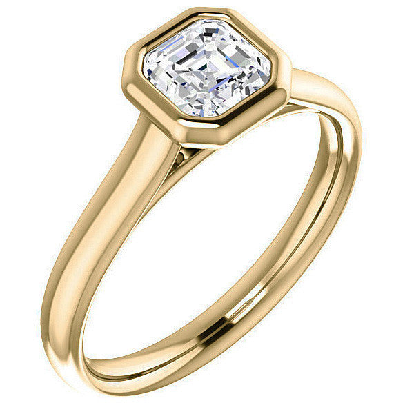 Asscher cut Moissanite Petite Bezel Solitaire