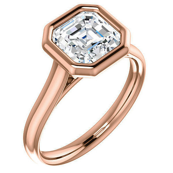 Asscher cut Moissanite Petite Bezel Solitaire