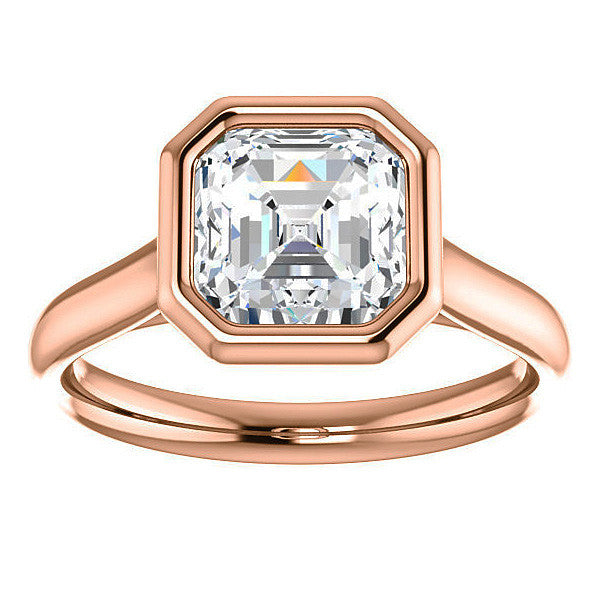 Asscher cut Moissanite Petite Bezel Solitaire