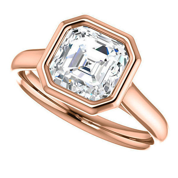 Asscher cut Moissanite Petite Bezel Solitaire