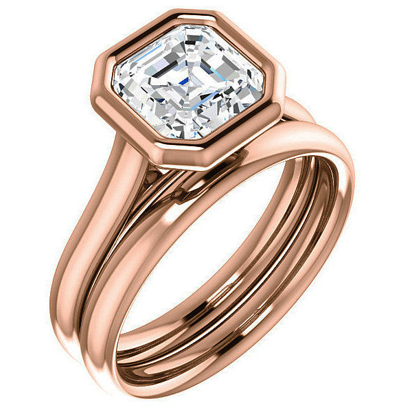 Asscher cut Moissanite Petite Bezel Solitaire