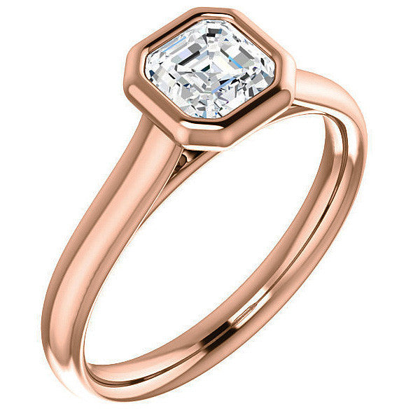 Asscher cut Moissanite Petite Bezel Solitaire