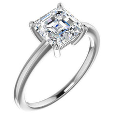 Petite Low Set Asscher Moissanite Solitaire Ring