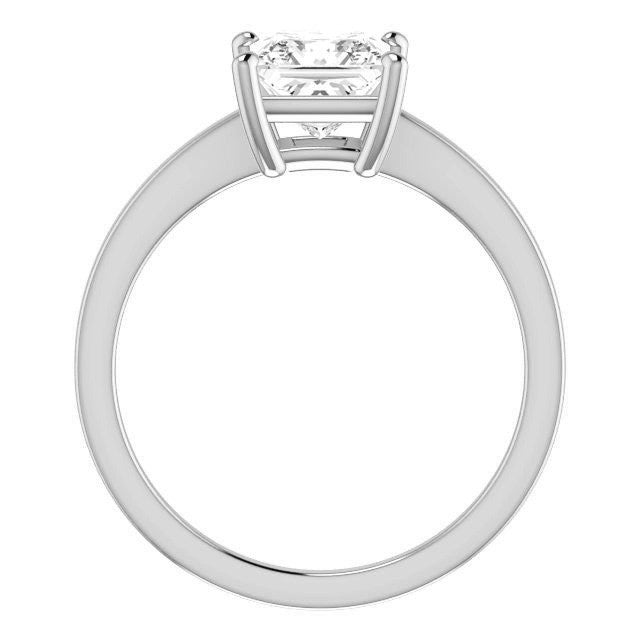 Petite Low Set Asscher Moissanite Solitaire Ring