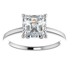 Petite Low Set Asscher Moissanite Solitaire Ring