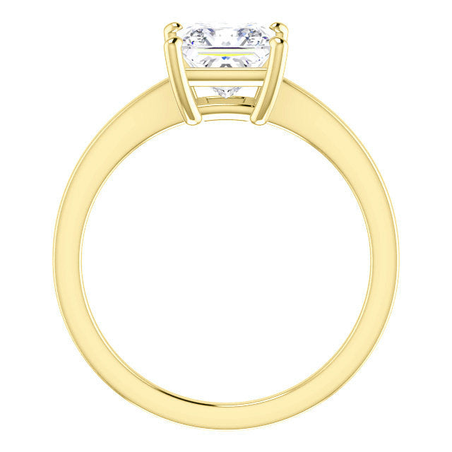 Petite Low Set Asscher Moissanite Solitaire Ring