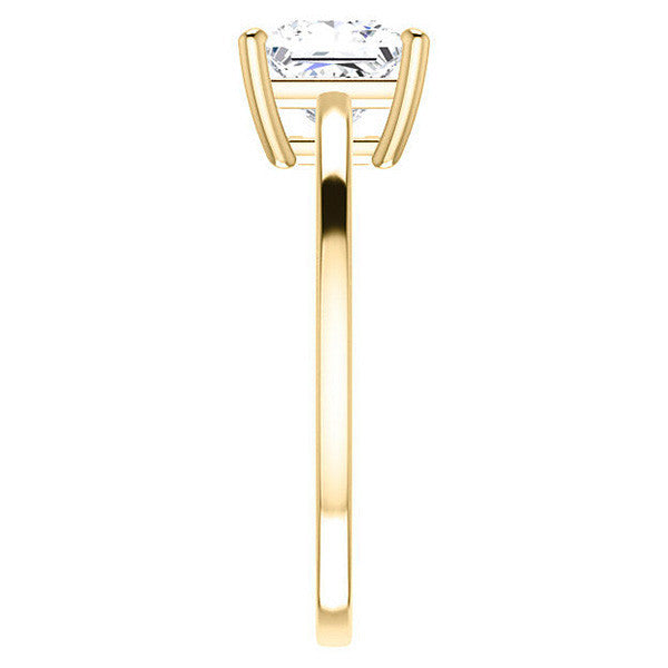 Petite Low Set Asscher Moissanite Solitaire Ring