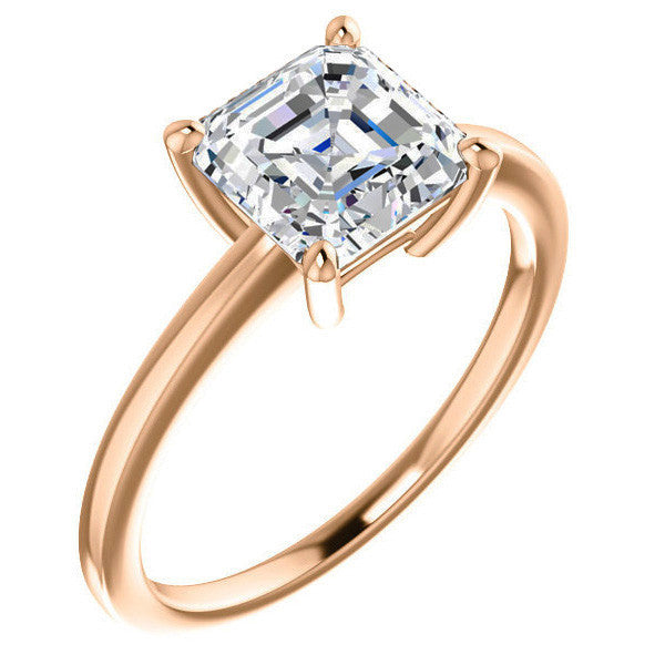 Petite Low Set Asscher Moissanite Solitaire Ring