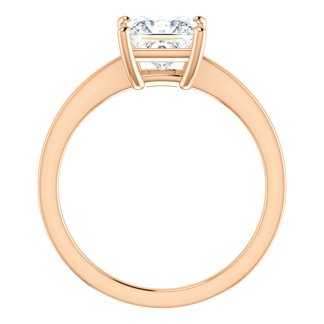 Petite Low Set Asscher Moissanite Solitaire Ring