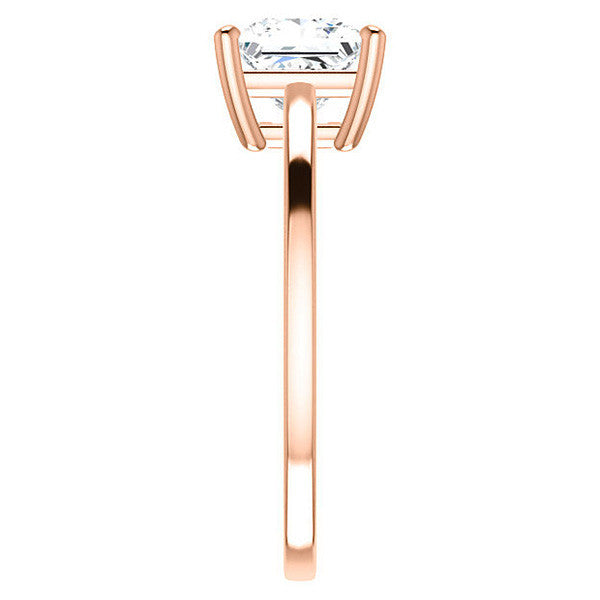 Petite Low Set Asscher Moissanite Solitaire Ring