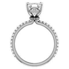 Asscher cut Moissanite Shared Prong Engagement Ring