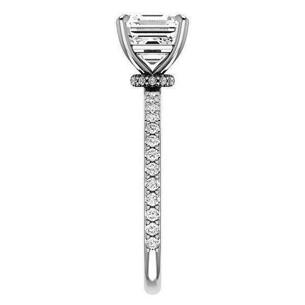 Asscher cut Moissanite Shared Prong Engagement Ring