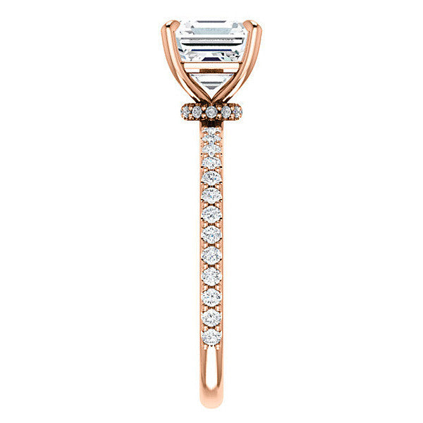 Asscher cut Moissanite Shared Prong Engagement Ring