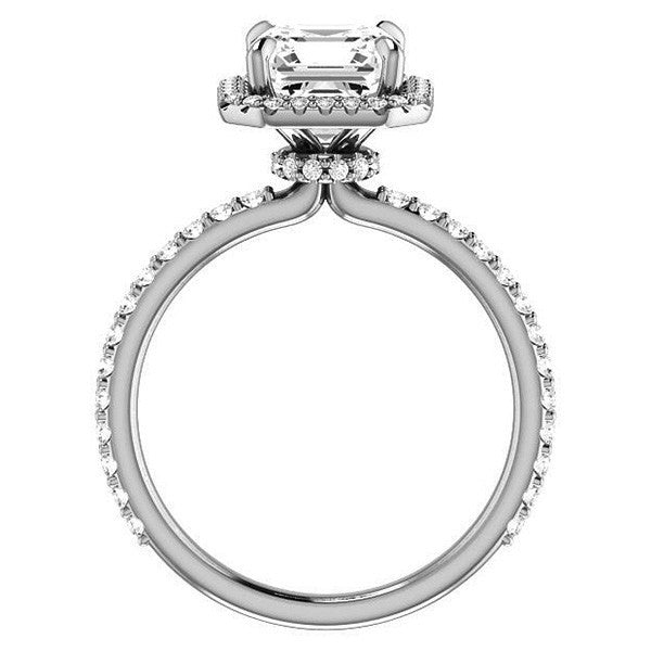 Asscher cut Moissanite Halo Engagement Ring