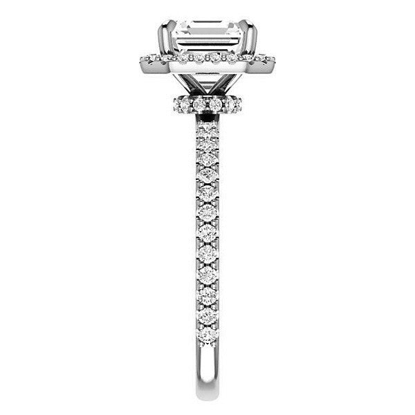 Asscher cut Moissanite Halo Engagement Ring