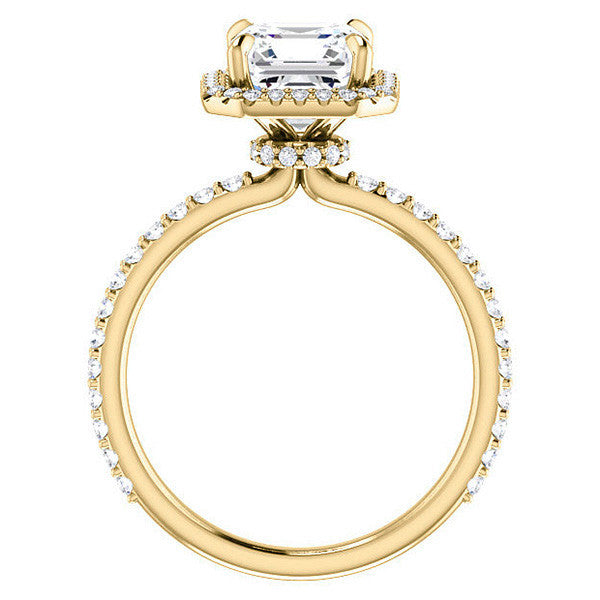 Asscher cut Moissanite Halo Engagement Ring