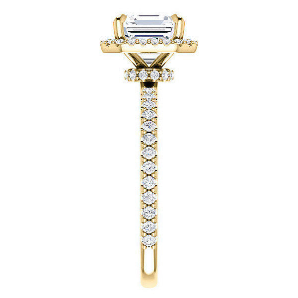 Asscher cut Moissanite Halo Engagement Ring