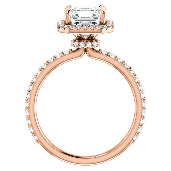 Asscher cut Moissanite Halo Engagement Ring
