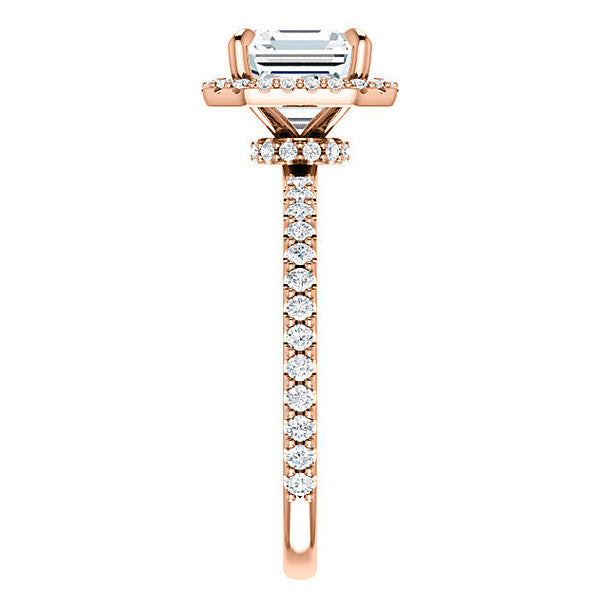Asscher cut Moissanite Halo Engagement Ring