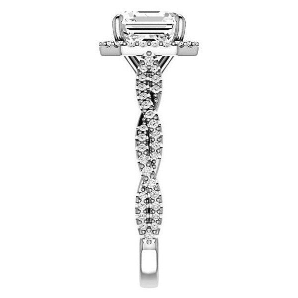 Asscher cut Twisted Cathedral Halo Engagement Ring