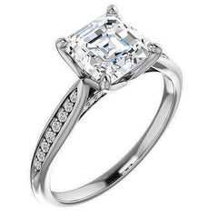 Asscher Moissanite Tulip Cathedral Engagement Ring