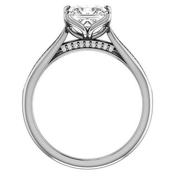 Asscher Moissanite Tulip Cathedral Engagement Ring
