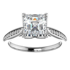 Asscher Moissanite Tulip Cathedral Engagement Ring