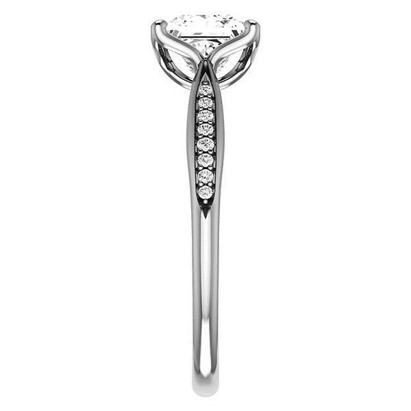 Asscher Moissanite Tulip Cathedral Engagement Ring