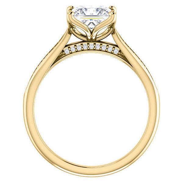 Asscher Moissanite Tulip Cathedral Engagement Ring
