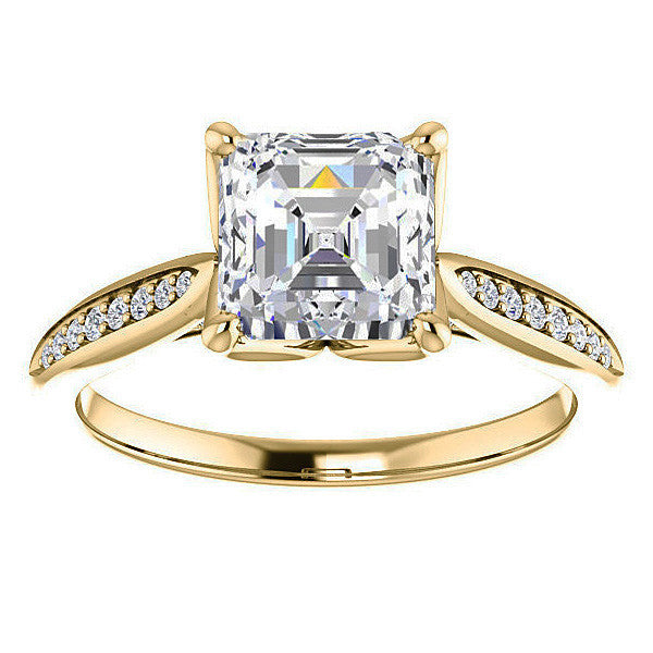 Asscher Moissanite Tulip Cathedral Engagement Ring