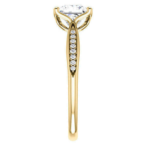 Asscher Moissanite Tulip Cathedral Engagement Ring