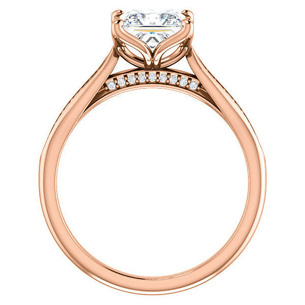 Asscher Moissanite Tulip Cathedral Engagement Ring