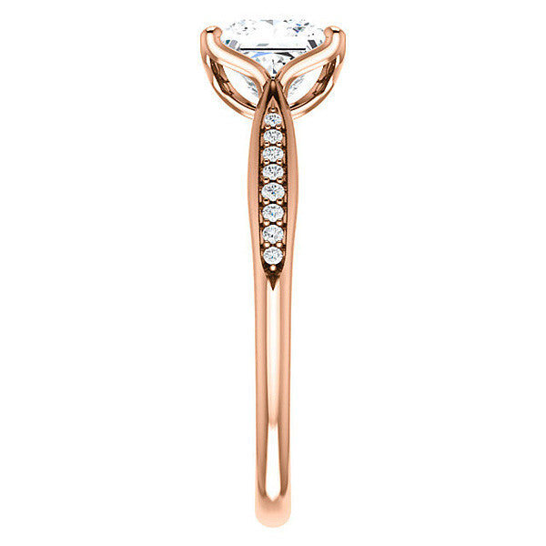 Asscher Moissanite Tulip Cathedral Engagement Ring