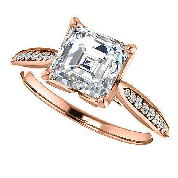 Asscher Moissanite Tulip Cathedral Engagement Ring