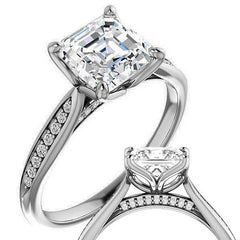 Asscher Moissanite Tulip Cathedral Engagement Ring