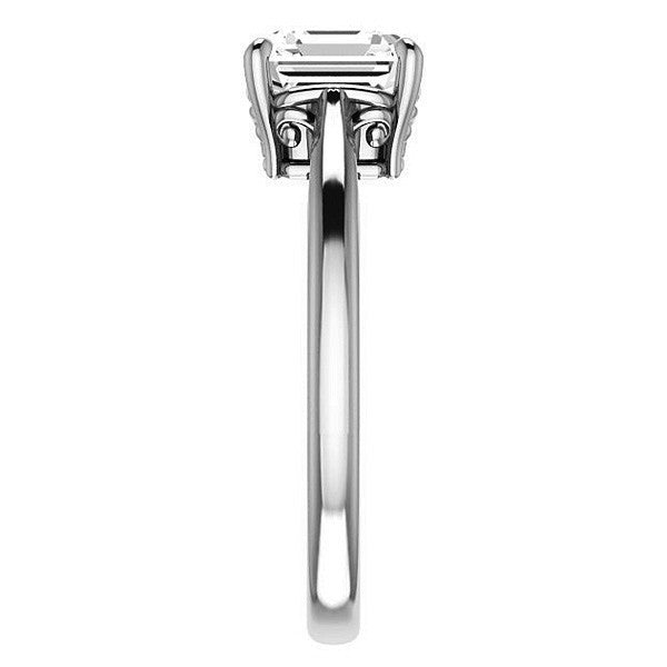 Asscher cut Scroll Solitaire Ring