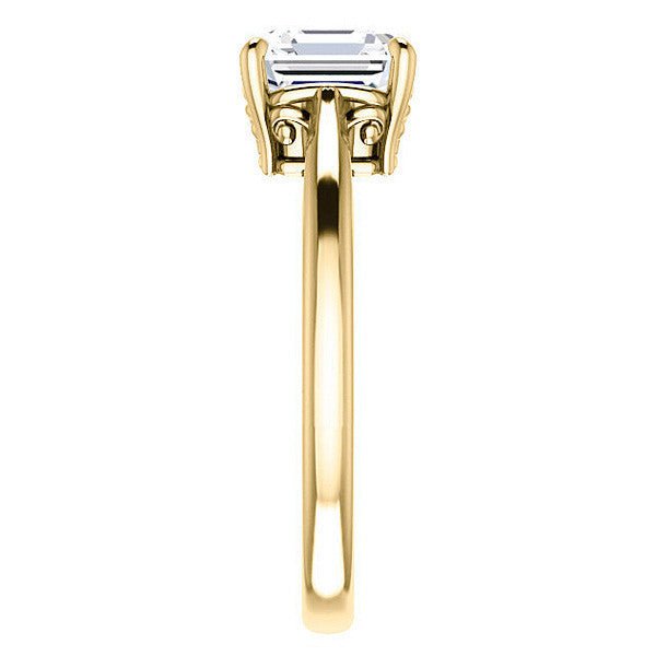 Asscher cut Scroll Solitaire Ring