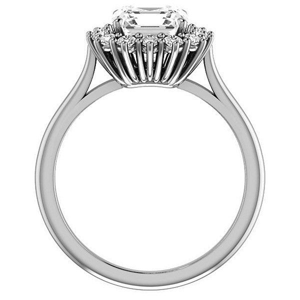 Asscher cut Moissanite Halo Engagement Ring