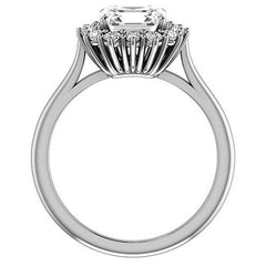 Asscher cut Moissanite Halo Engagement Ring