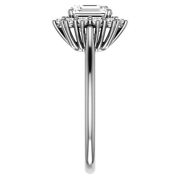 Asscher cut Moissanite Halo Engagement Ring