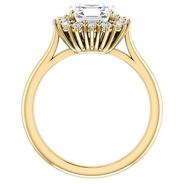 Asscher cut Moissanite Halo Engagement Ring
