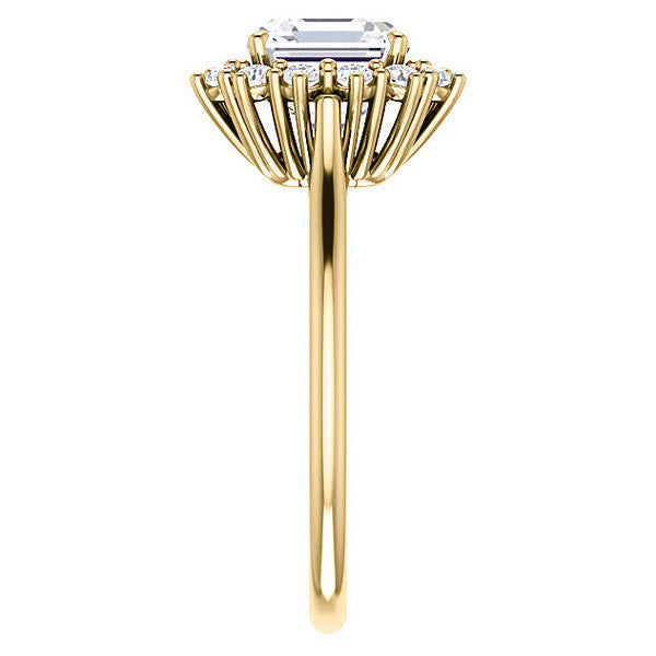 Asscher cut Moissanite Halo Engagement Ring