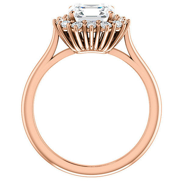 Asscher cut Moissanite Halo Engagement Ring