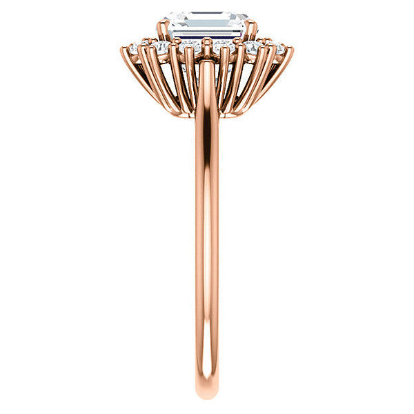 Asscher cut Moissanite Halo Engagement Ring