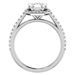 Asscher cut Moissanite Petite Halo Engagement Ring