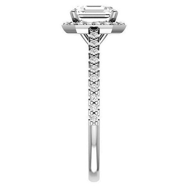 Asscher cut Moissanite Petite Halo Engagement Ring